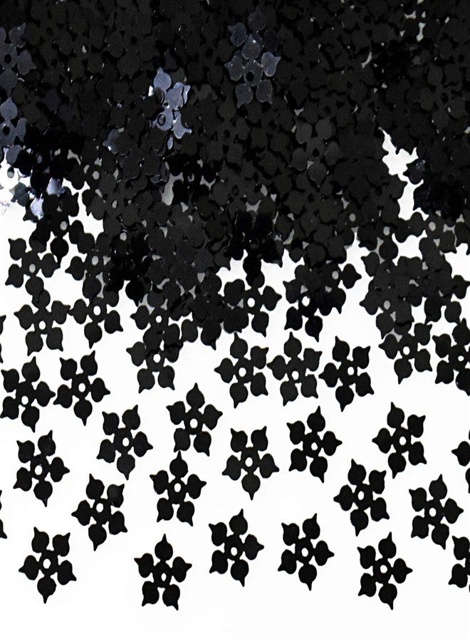 Embroiderymaterial Flower Shape Sequins Sitara for Craft and Embroidery 50gm (Black, 8MM) - Image 1
